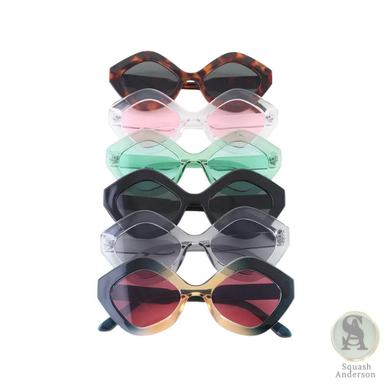 Retro Diamond Cut Oversized Sunglasses