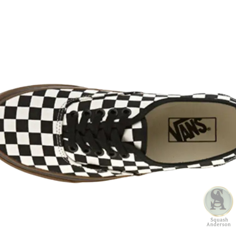 Vans Authentic Checkerboard Sneakers – Black/White with Gum Sole