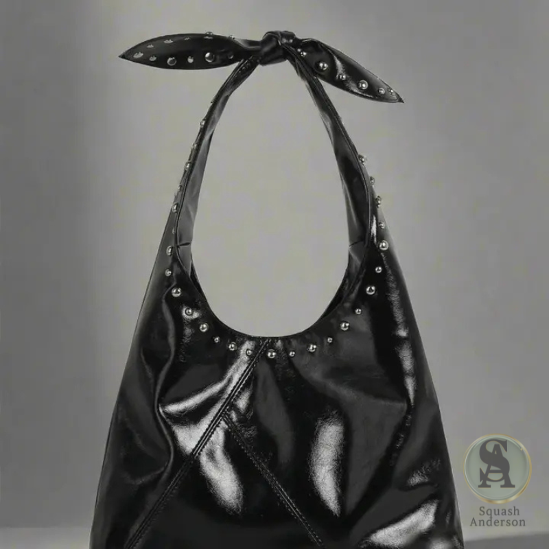 Knot Handle Studded Hobo Bag
