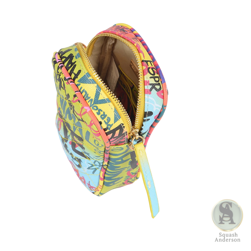 Graffiti Quilted Cellphone Crossbody Bag