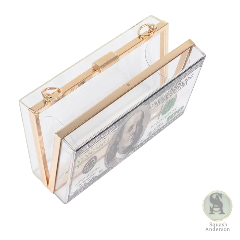 Money Print Transparent Clutch