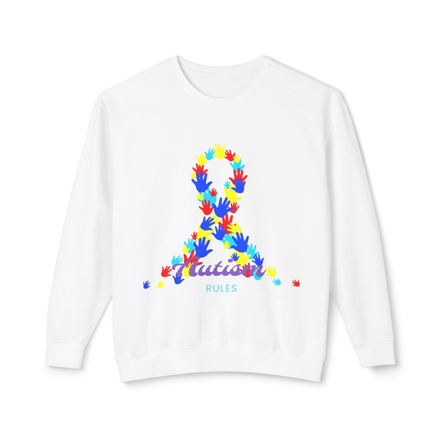Autism Rules Unisex Lightweight Crewneck Sweatshirt image 0