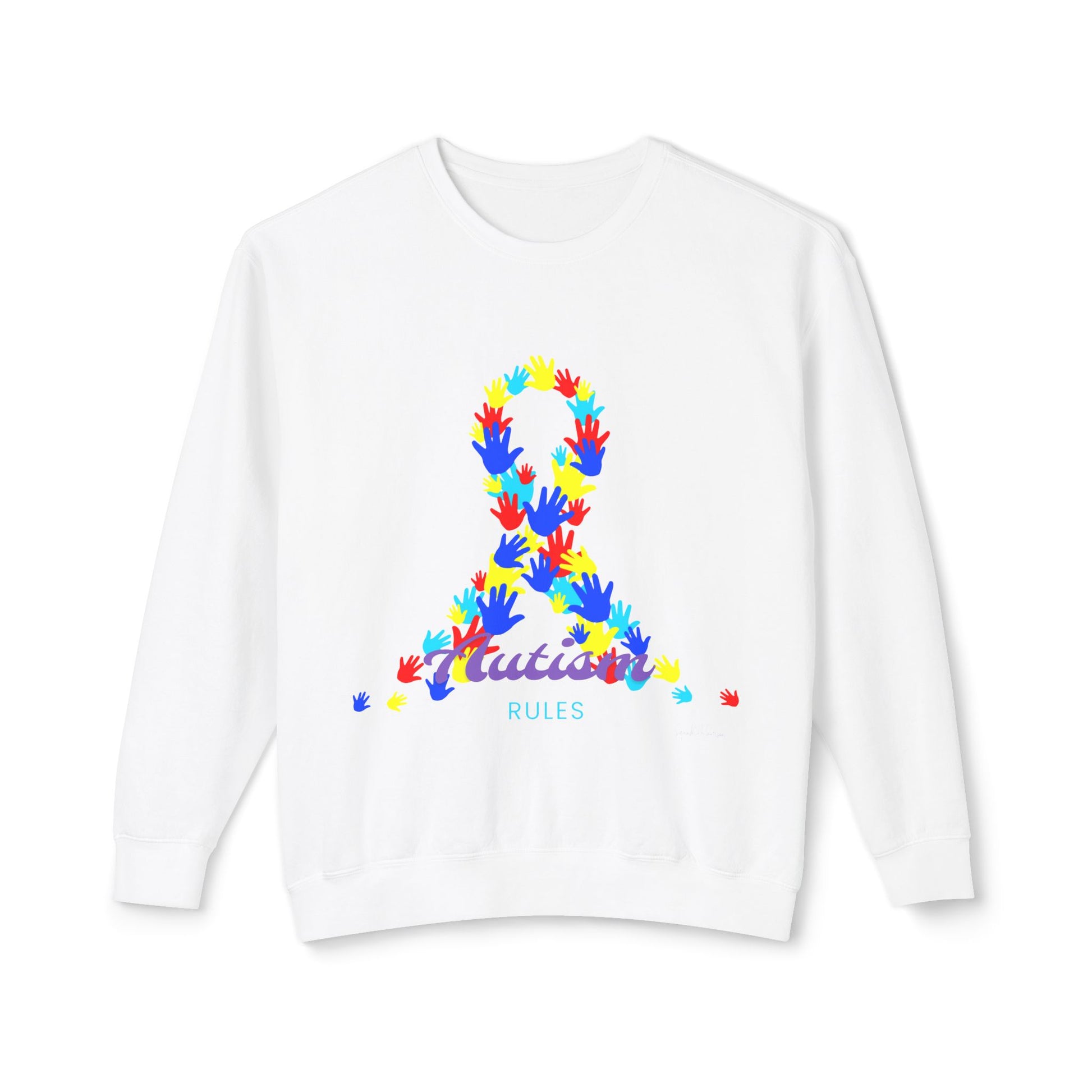 Autism Rules Unisex Lightweight Crewneck Sweatshirt image 0