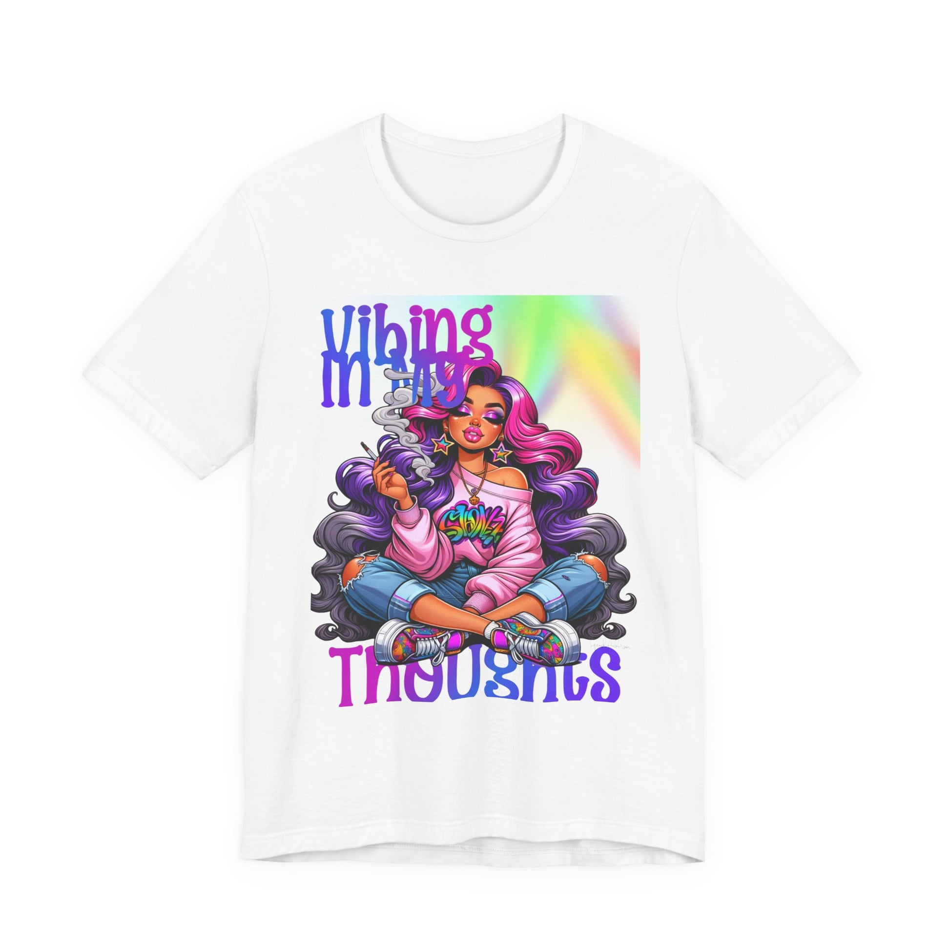 Vibing in my thoughts rainbow Unisex Jersey Short Sleeve Tee image 2