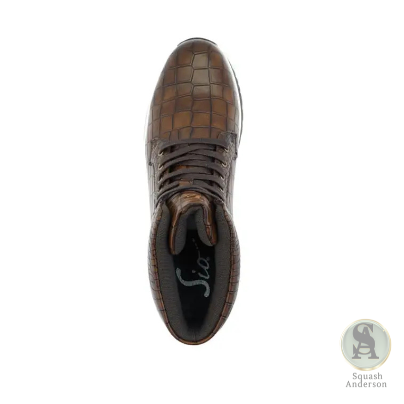 Ryder Brown Croc-Embossed Sneakers