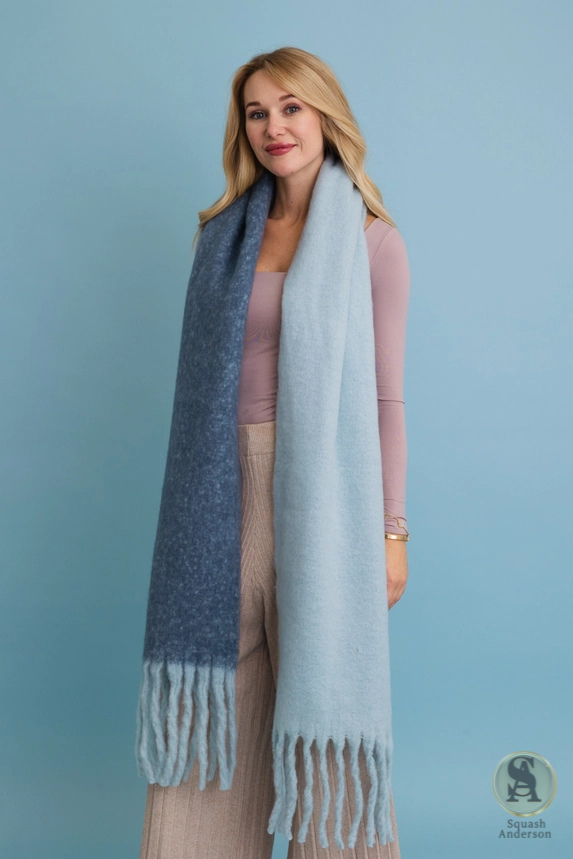 Cozy Solid Two Tone Tassel Scarf