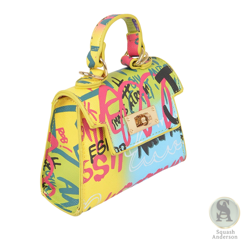 Graffiti Print Mini Handle Bag