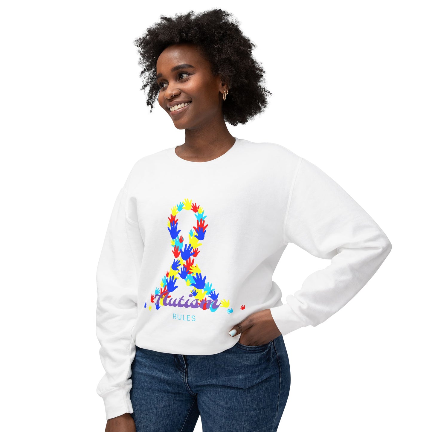 Autism Rules Unisex Lightweight Crewneck Sweatshirt image 2