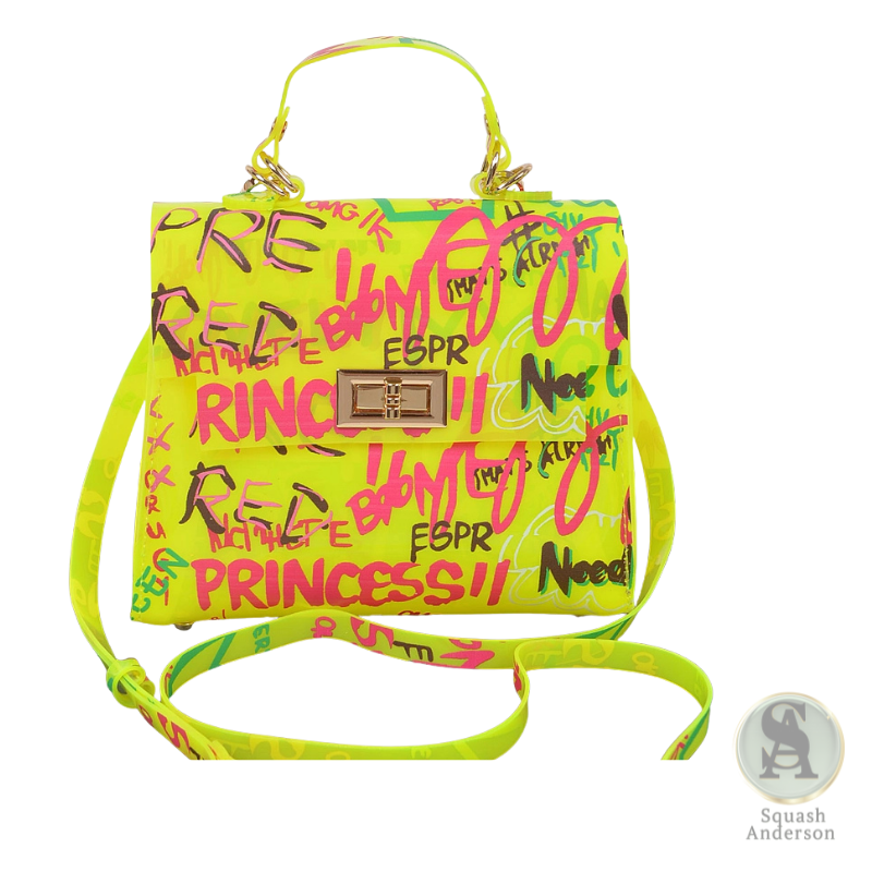 Graffiti PVC Top Handle Crossbody Bag