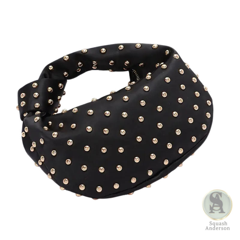 Studded Satin Hobo Bag