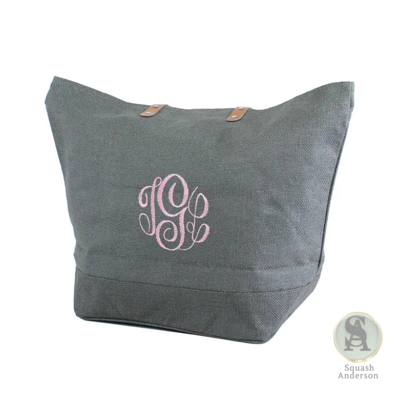 Jute Leather Handle Burlap Tote