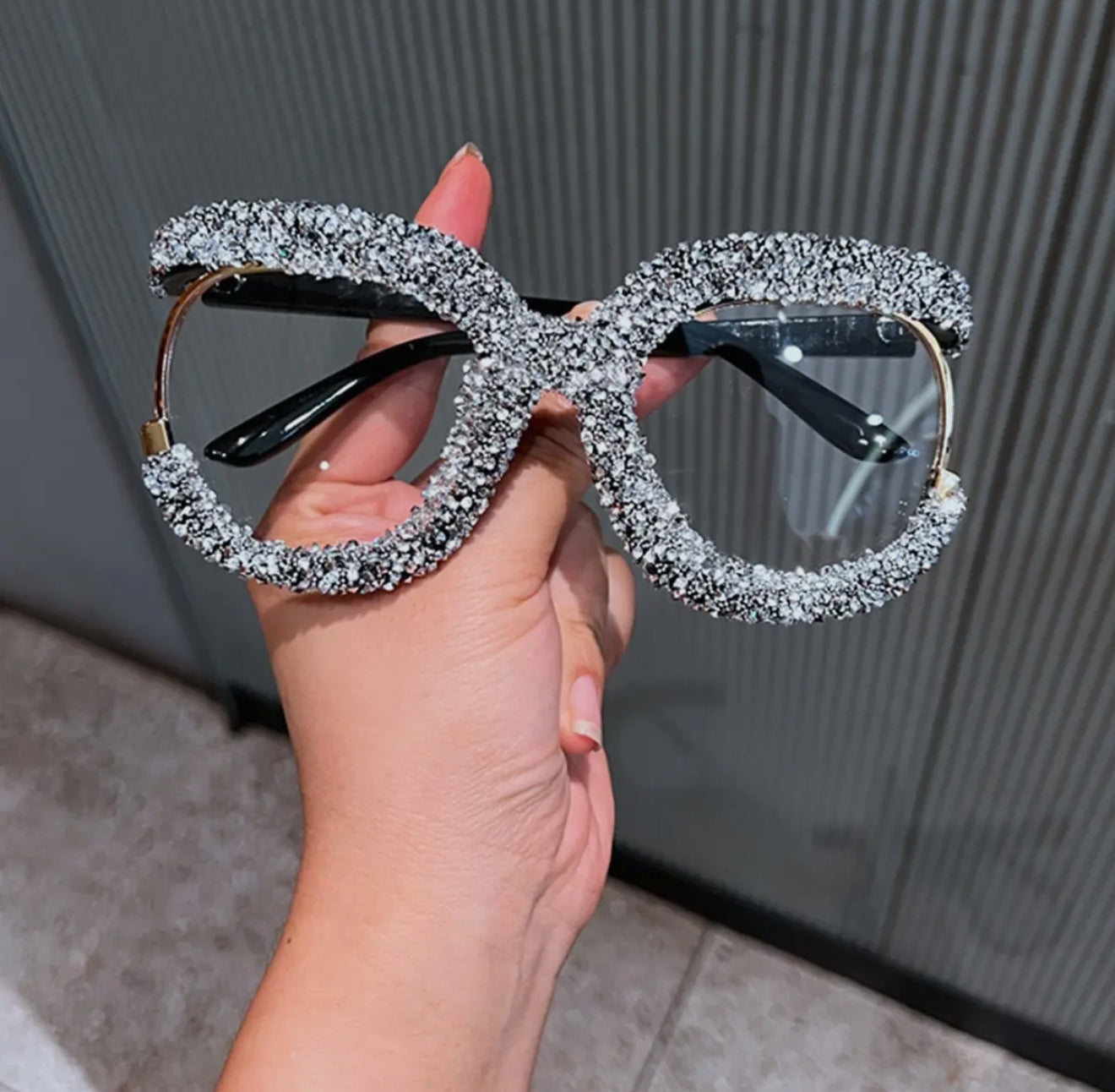 Large Frame Fashionable Diamond GLASSES