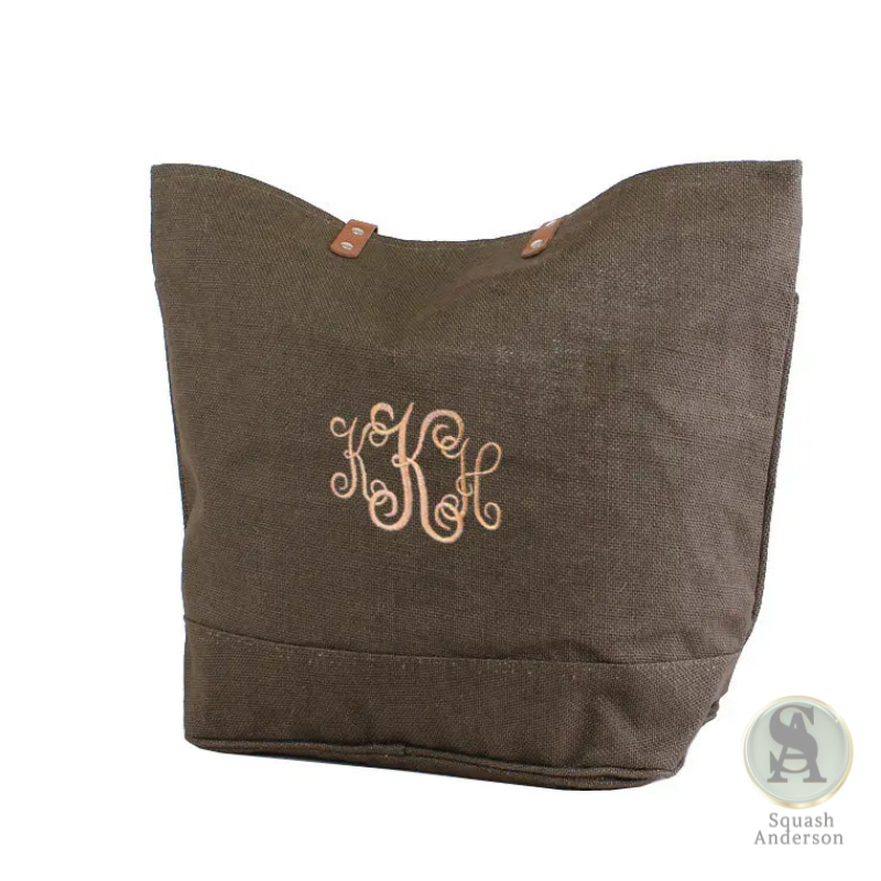 Jute Leather Handle Burlap Tote