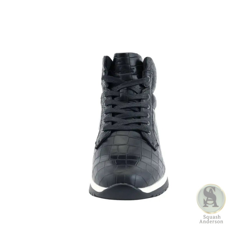 Ryder Black Croc-Embossed Sneakers