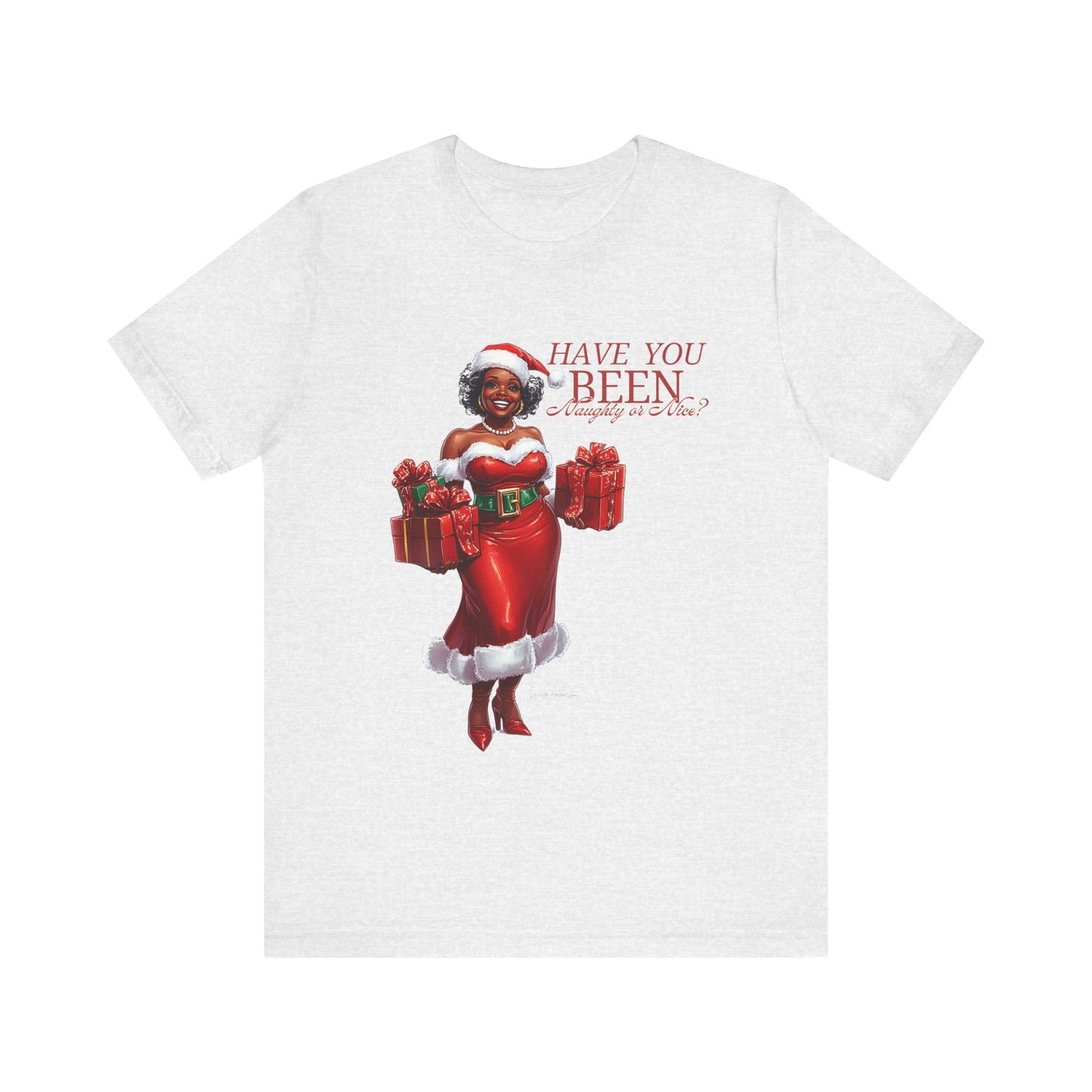 Mrs Claus Naughty or Nice Unisex Jersey Short Sleeve Tee image 0