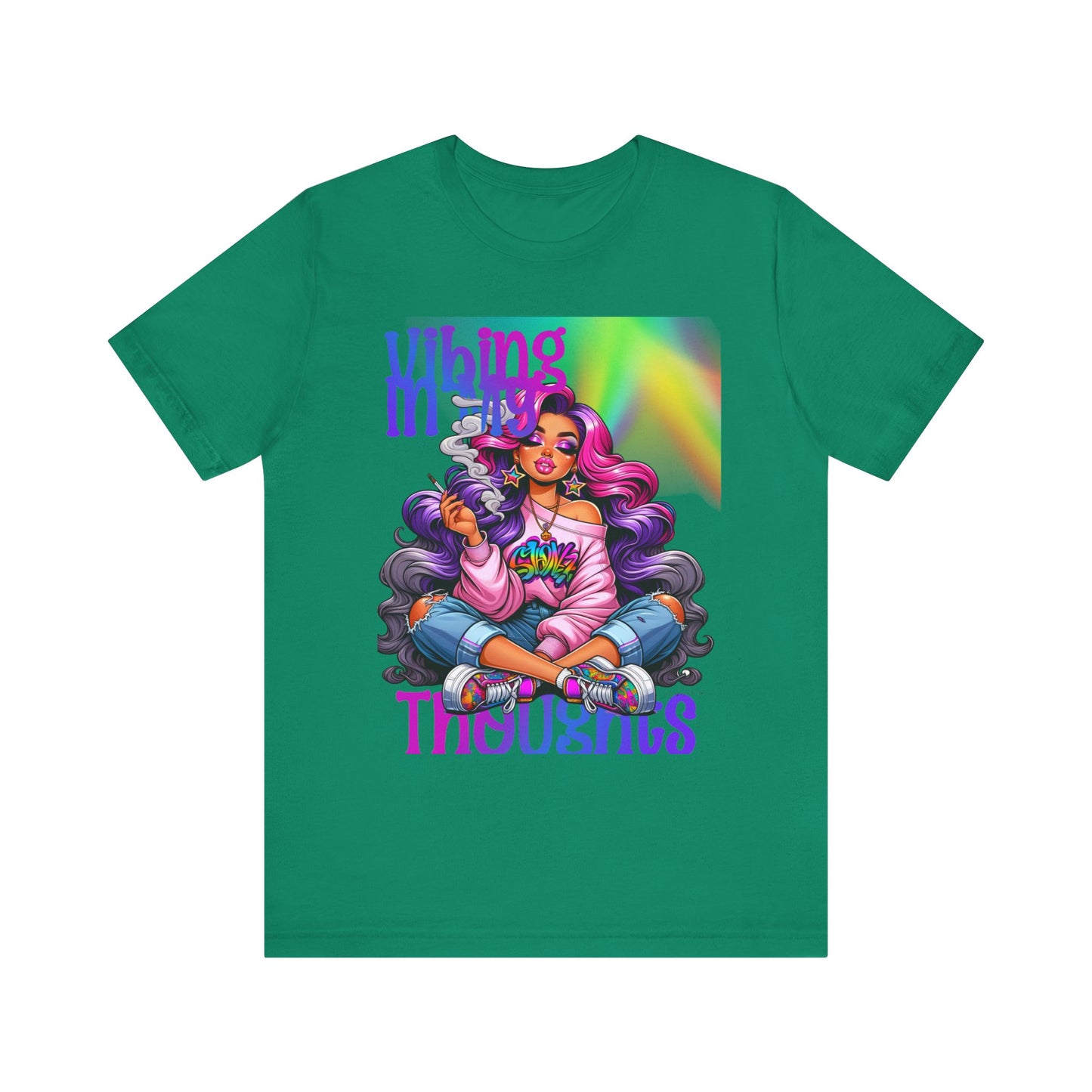 Vibing in my thoughts rainbow Unisex Jersey Short Sleeve Tee image 12