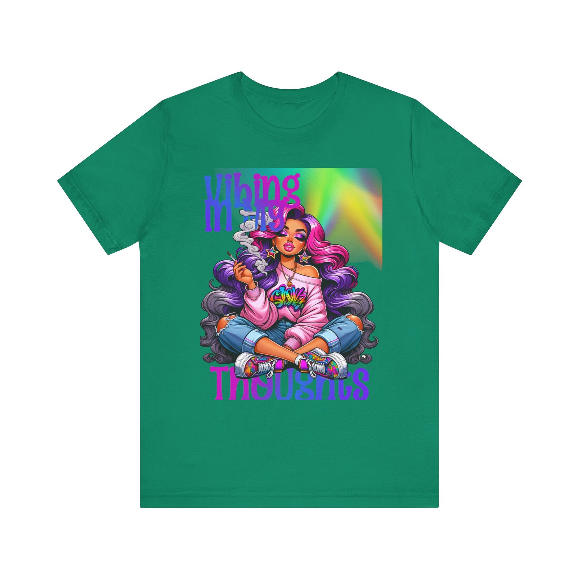 Vibing in my thoughts rainbow Unisex Jersey Short Sleeve Tee image 12