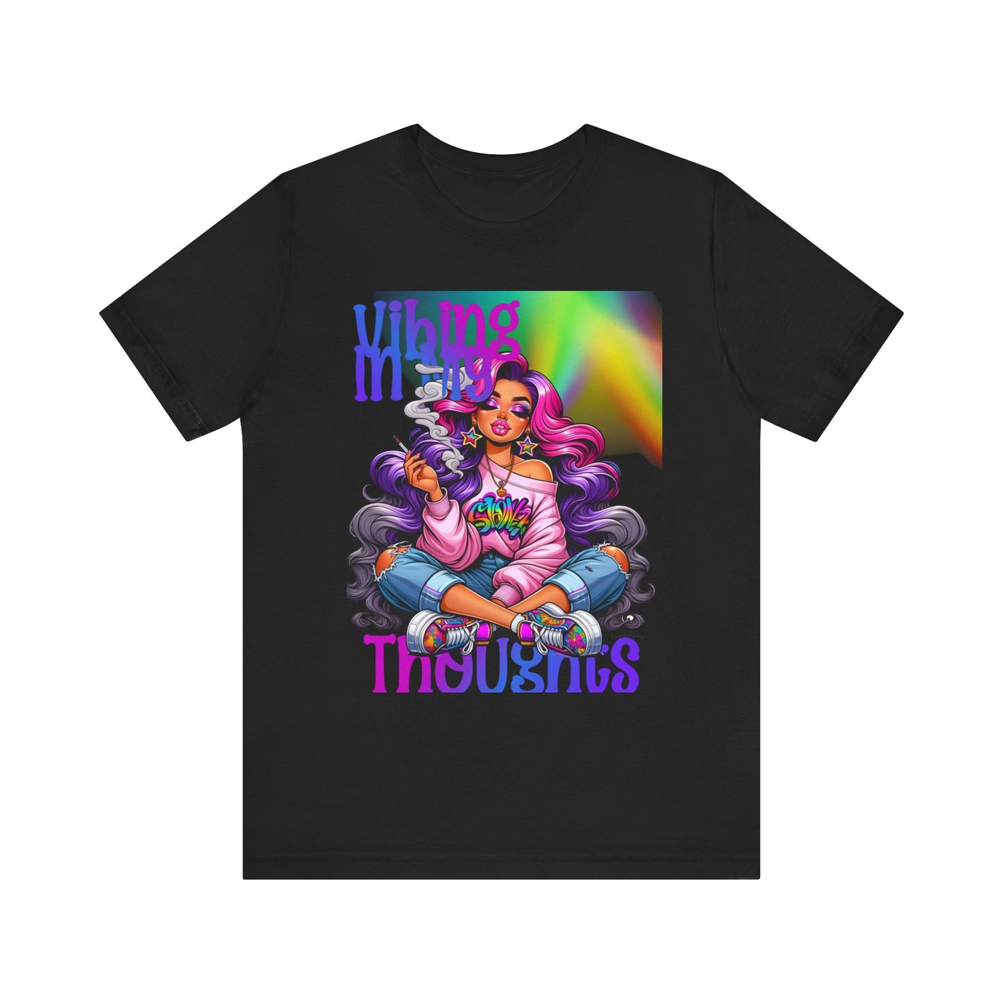 Vibing in my thoughts rainbow Unisex Jersey Short Sleeve Tee image 4