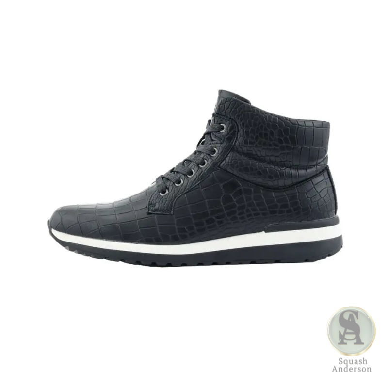 Ryder Black Croc-Embossed Sneakers