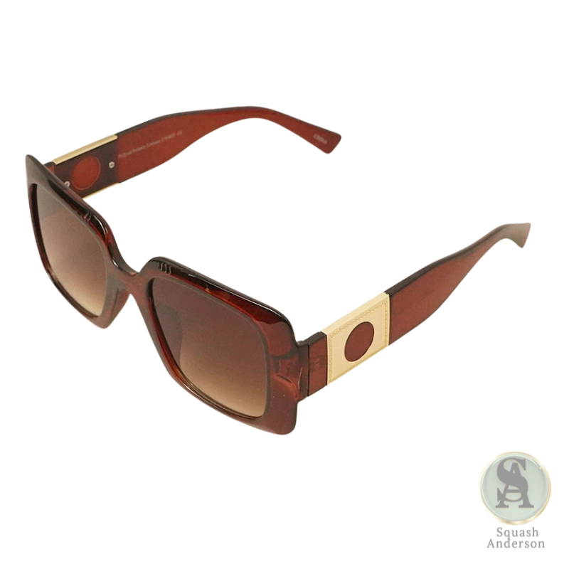 Glam Rectangle Metal Accent Sunglasses