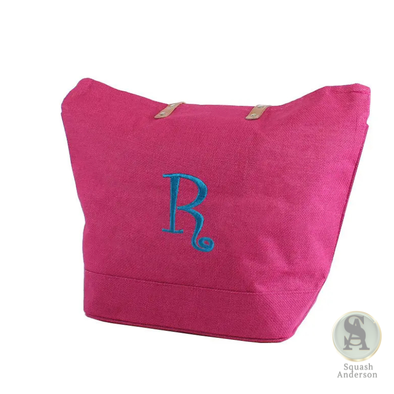 Jute Leather Handle Burlap Tote