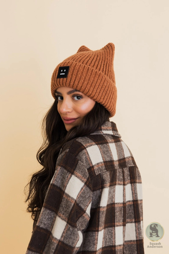 Chill Vibes Soft Ribbed Square Top Beanie