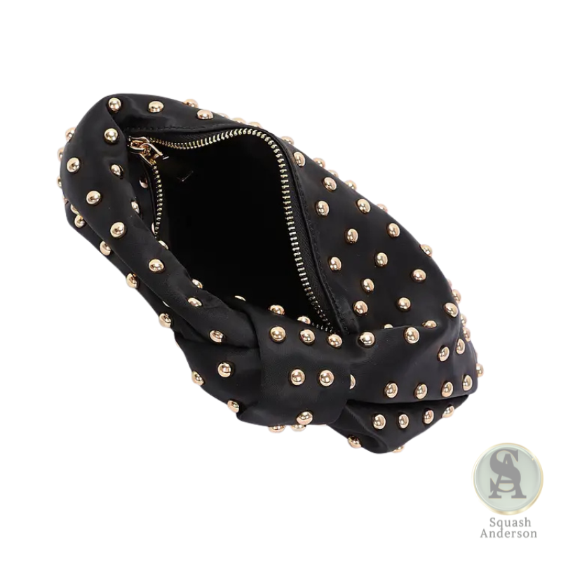 Studded Satin Hobo Bag