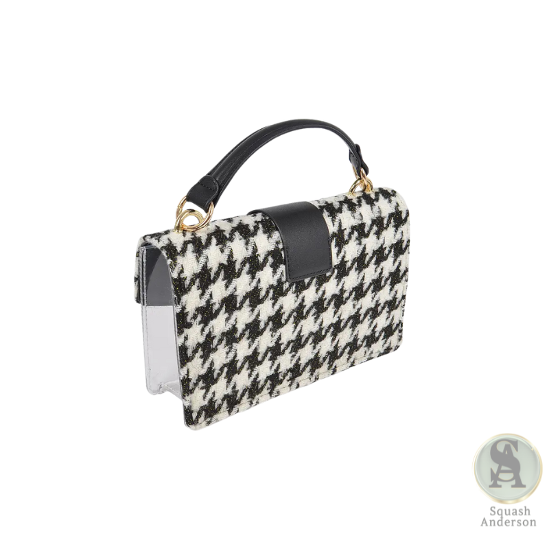 Clear Houndstooth Clutch Bag with Matching Pouch