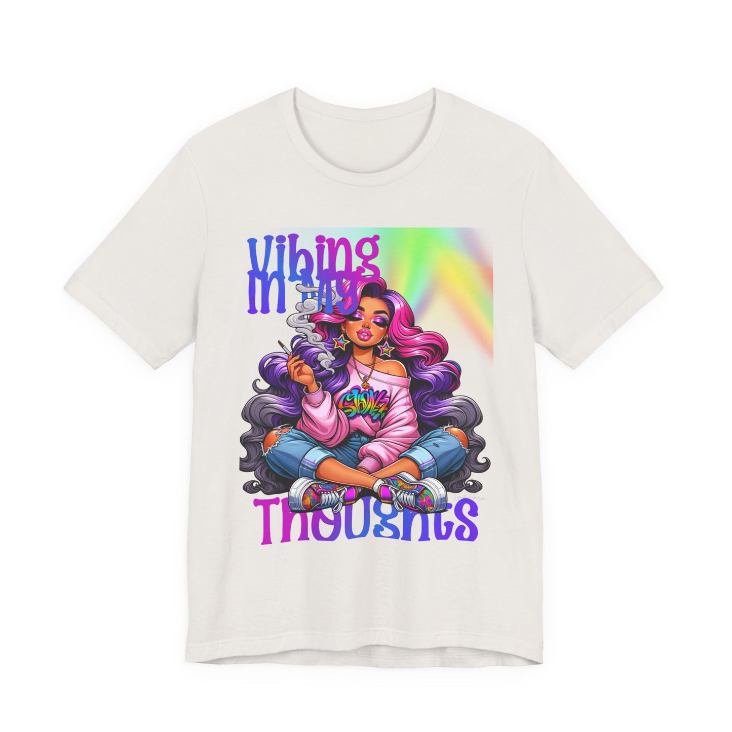 Vibing in my thoughts rainbow Unisex Jersey Short Sleeve Tee image 10