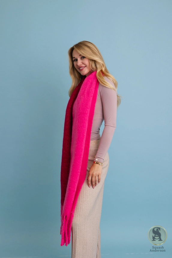 Cozy Solid Two Tone Tassel Scarf