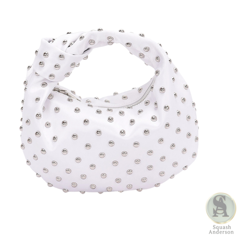 Studded Satin Hobo Bag