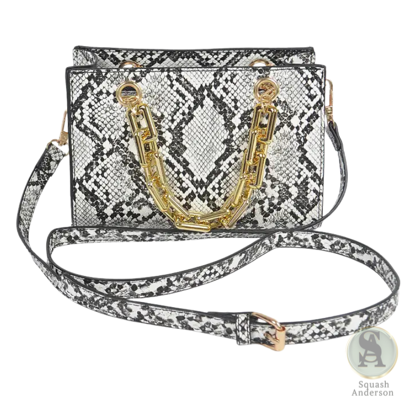 Snake Print Chain Handle Crossbody Bag