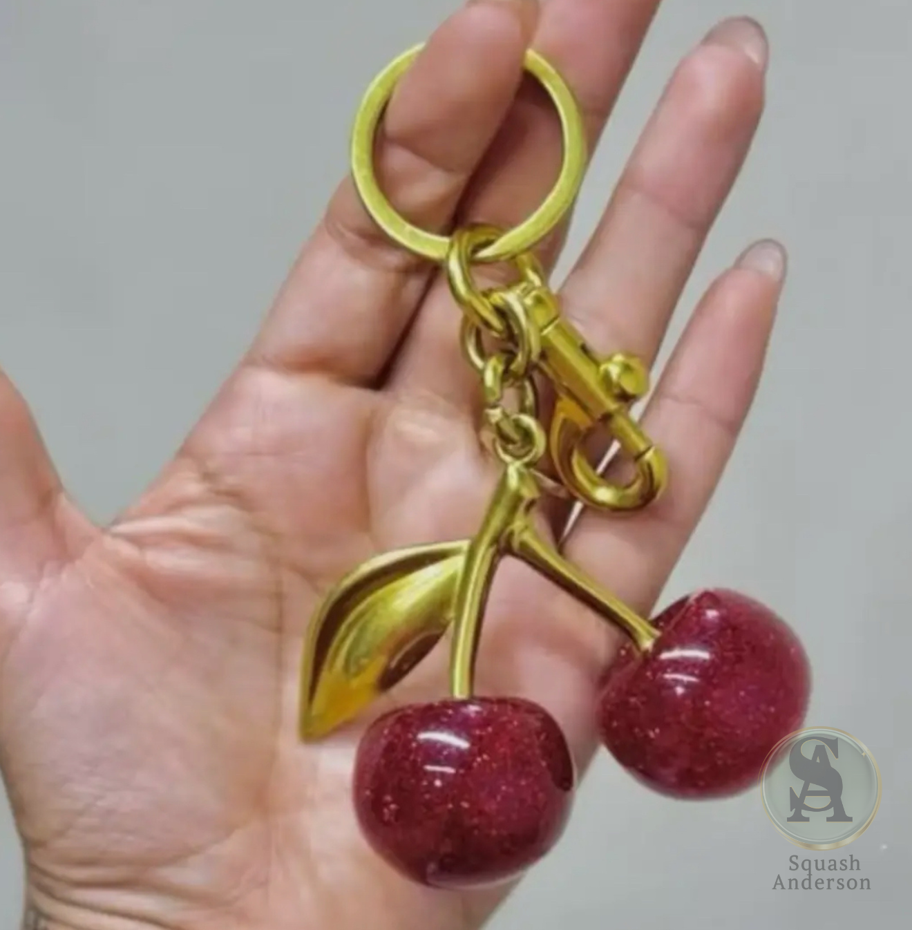 Cherry Luxe Spark Bag Charm & Keychain