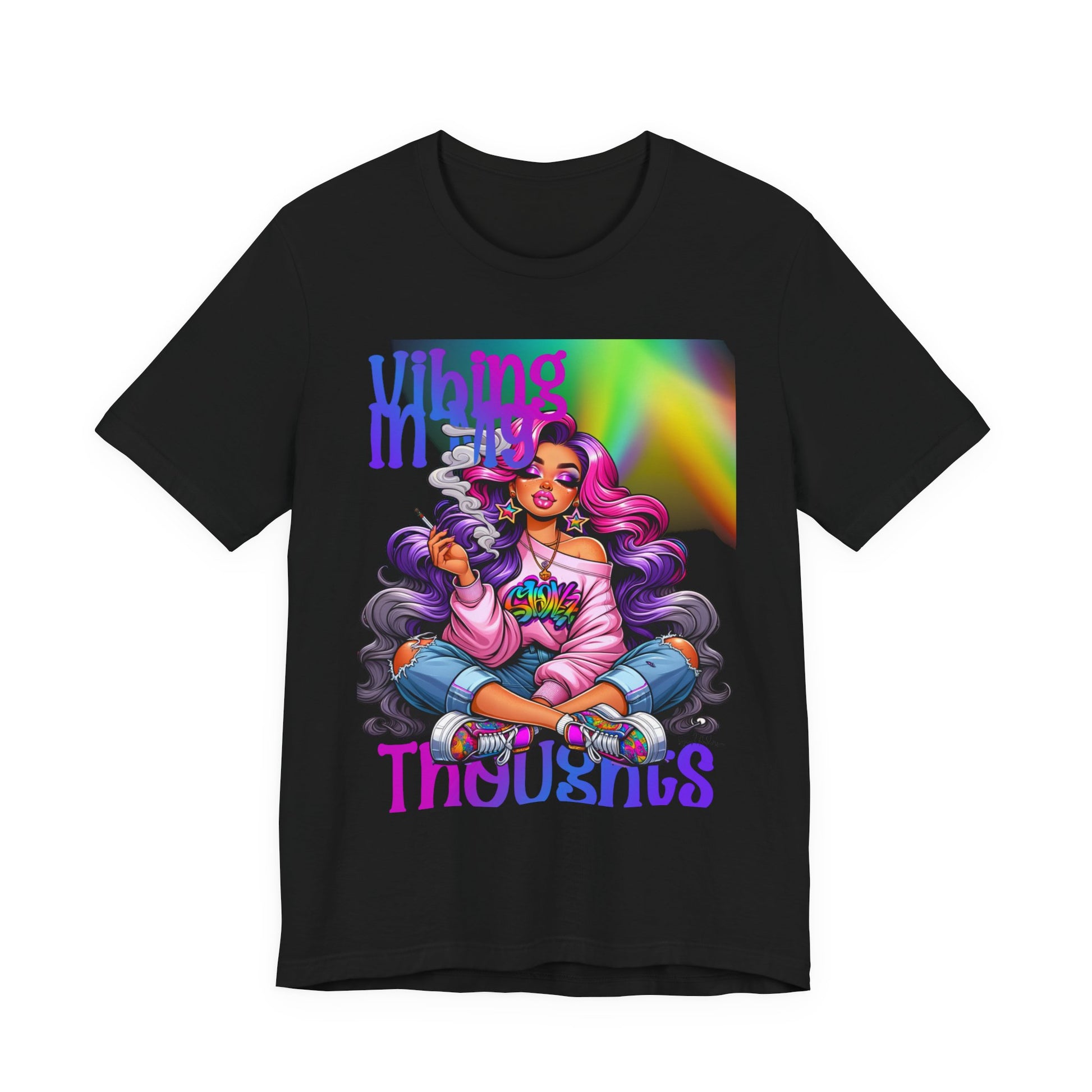 Vibing in my thoughts rainbow Unisex Jersey Short Sleeve Tee image 6