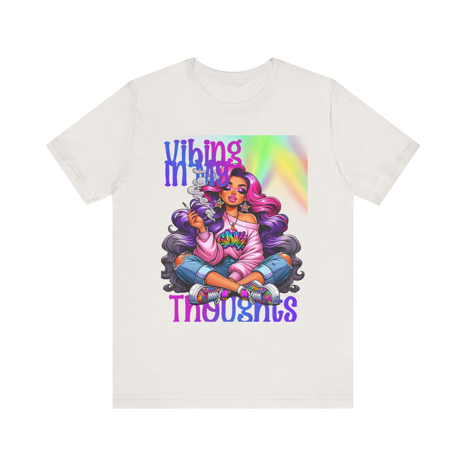 Vibing in my thoughts rainbow Unisex Jersey Short Sleeve Tee image 8