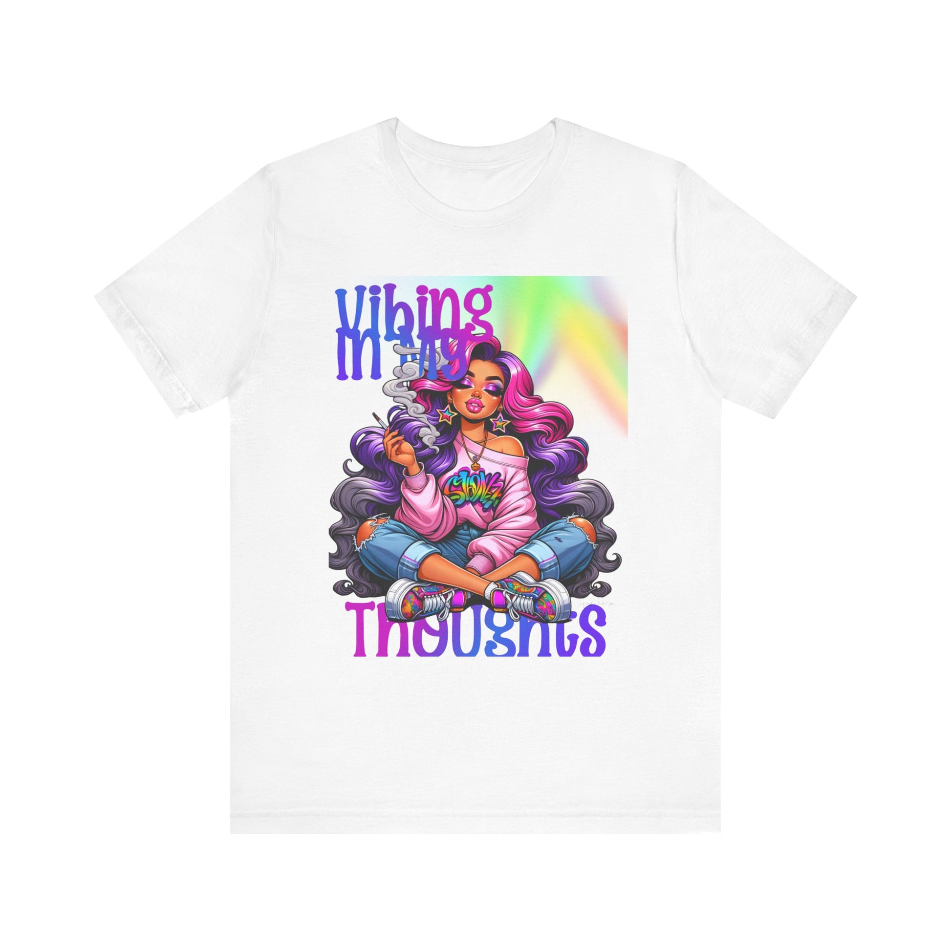 Vibing in my thoughts rainbow Unisex Jersey Short Sleeve Tee image 0